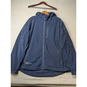 BEARSKIN Navy Blue Fleece Hooded Jacket Full Zip Patch Pockets Men's XL